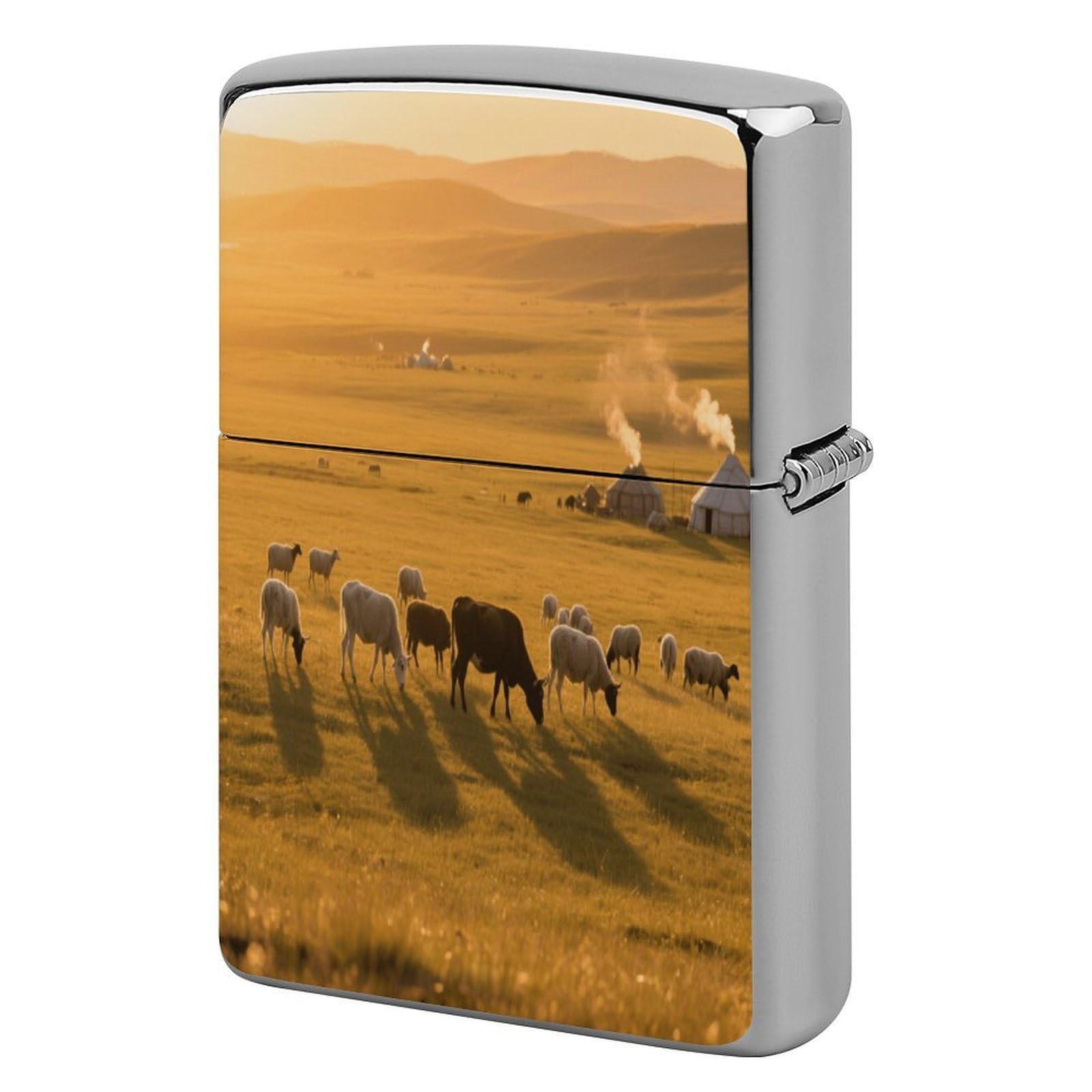 Fekiloot Style Herds Of Cattle And Sheep Lighter Case Cover Metal Lighter Case