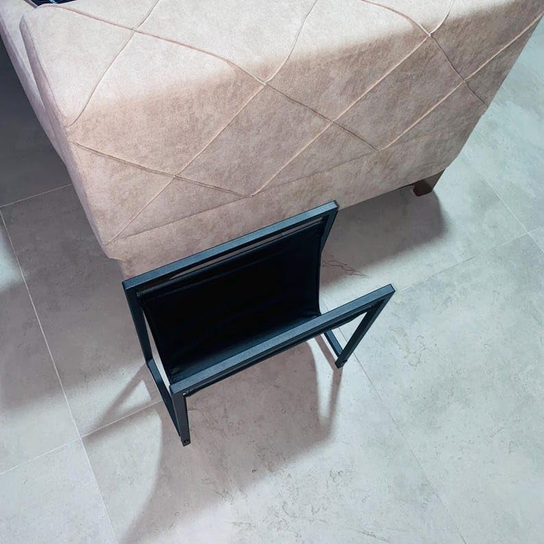 Modern Metal & Leather Magazine Rack - Minimalist Home Decor