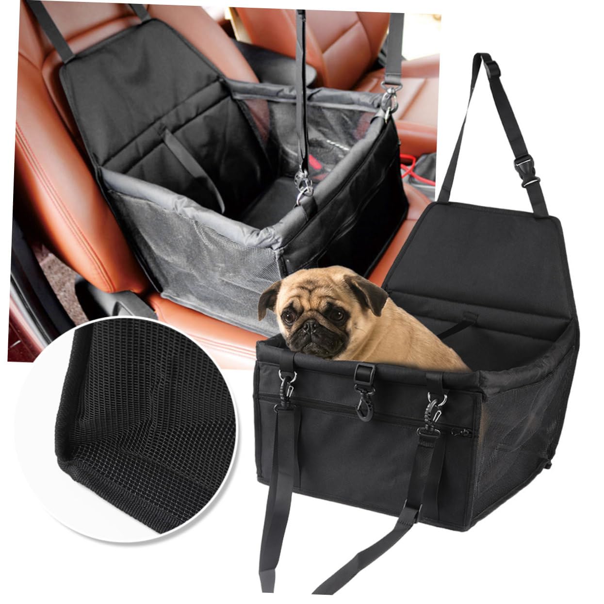 ABOOFAN Bolsa para Perros para El Coche con Laterales de Malla para Transportar Mascotas Color Cómoda para El Coche