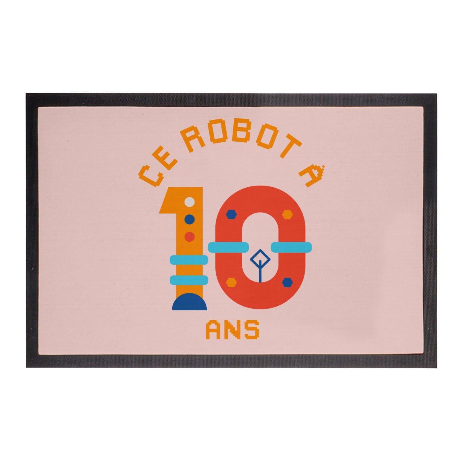 Paillasson Rose Ce Robot de 60x40cm pour décorer la porte de chambre d'un enfant