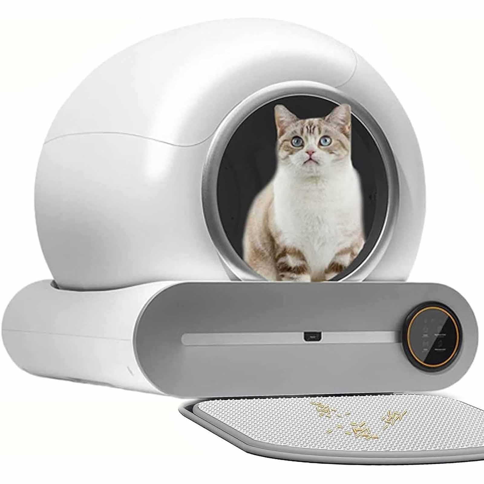 Arenero Autolimpiable para Gatos Caja De Arena For Gatos Autolimpiable De 65 L, Inodoro Automático Con Sensor Dual, Eliminador De Olores, Control Por Aplicación Y Monitor De Salud, Incluye Bolsas De B