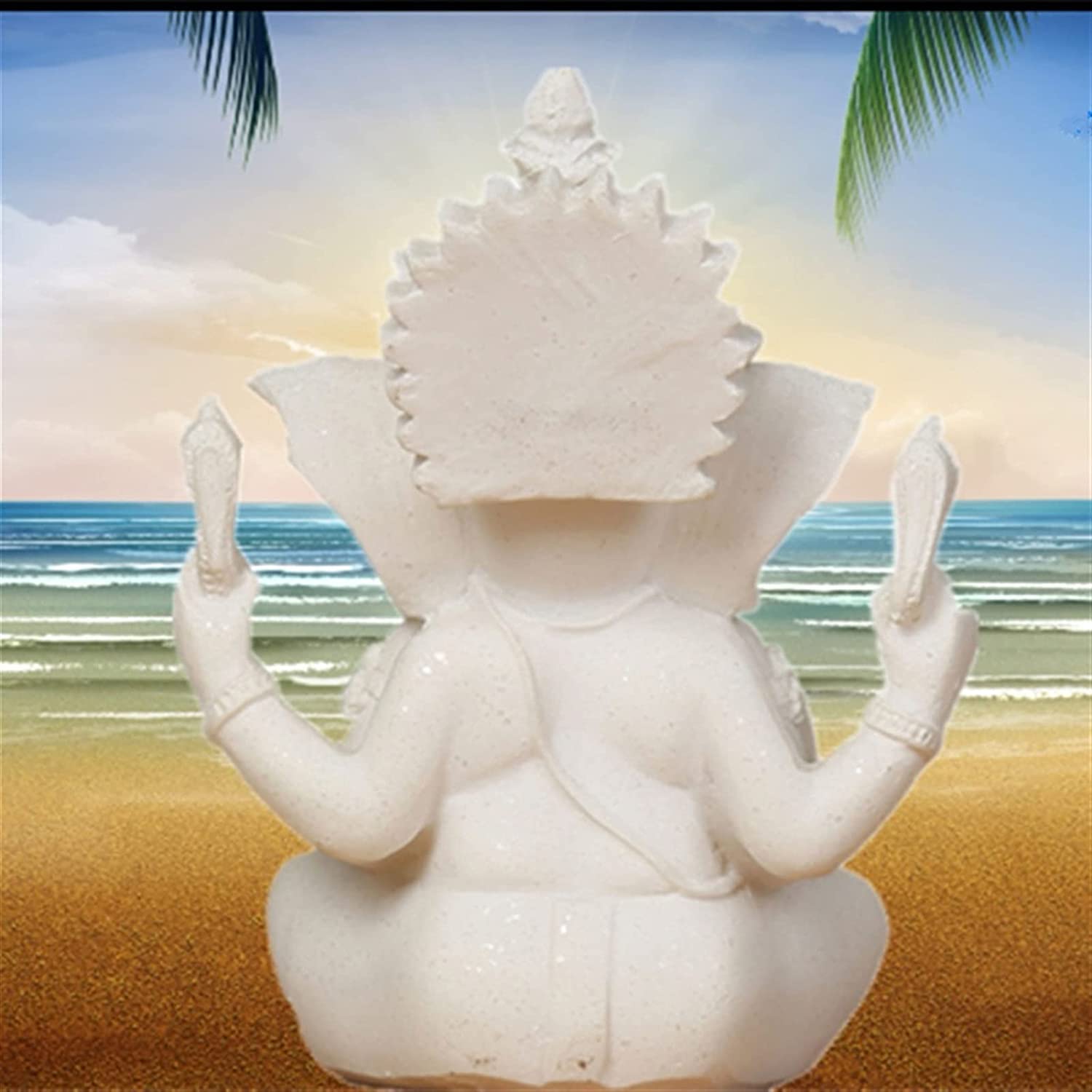 Statua Buddy/Budda Statuetka, Piaskowiec Indian Ganesha, religijna hinduska rzeźba buddy Fengshui z głową słonia, wyroby do dekoracji domu