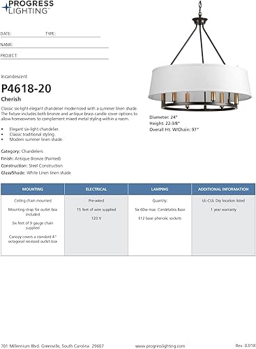 Miniatura 18 de Cherish Collection - Lámpara de araña costera con pantalla de lino blanco claro, bronce antiguo