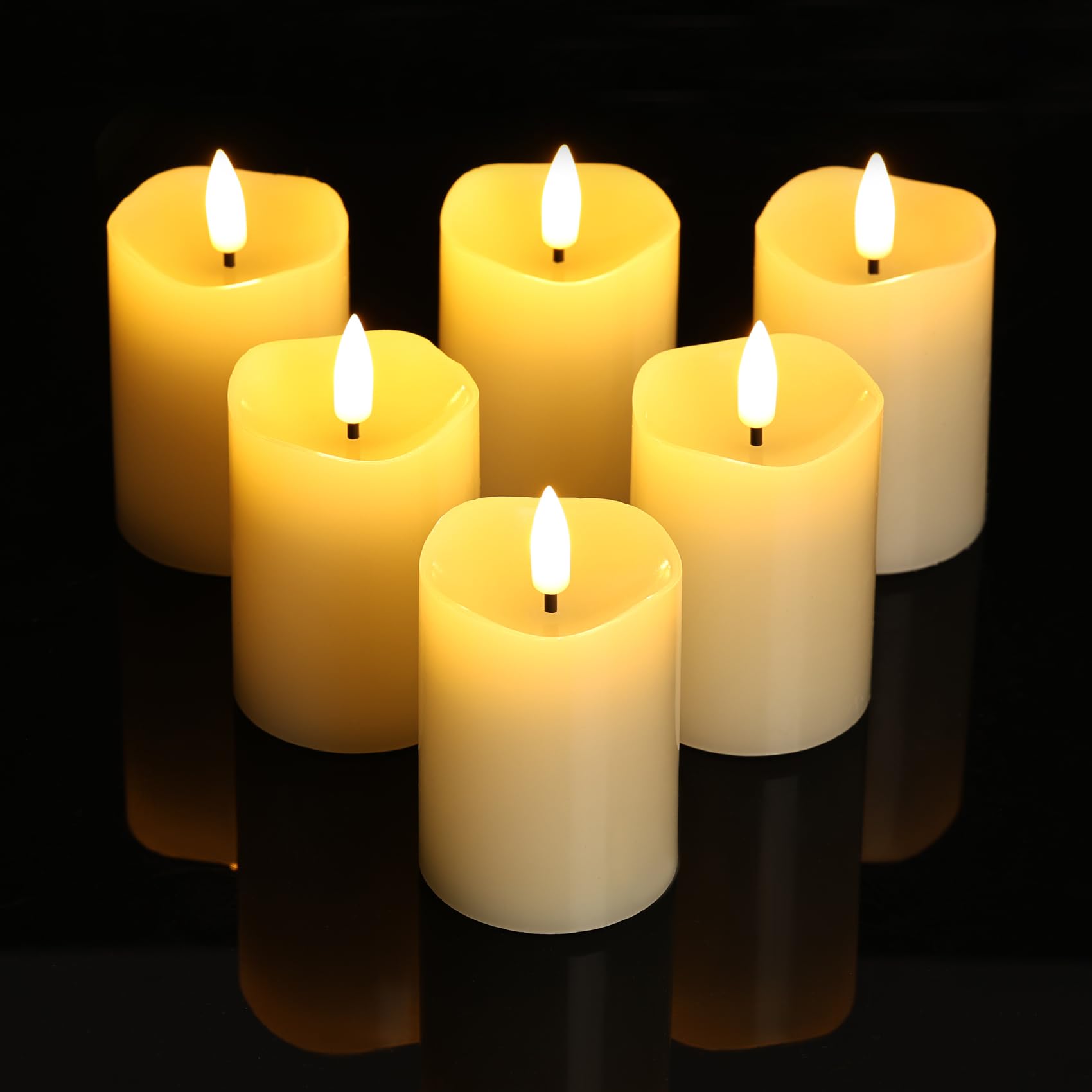 6 Candele A LED A Pilastro Con Fiamma Tremolante - Alte 17,8 Cm, Diametro 6,3 Cm, Funzionamento A Batteria (incluse)