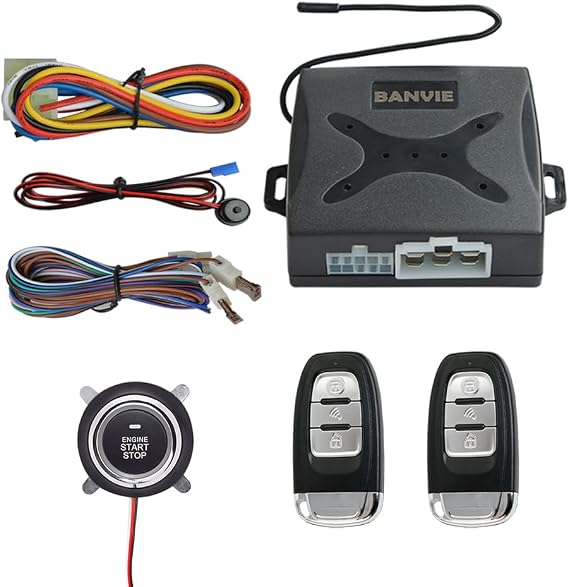 ① Car Keyless Entry System + ② Remote Engine Starter + ③ Push to Start Stop Iginition Kit Button (connect to car horn)