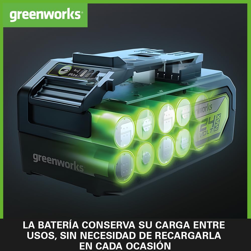 Greenworks Batería 24V 4Ah Litio Iones Recargable para Herramientas Eléctricas Jardinería Carga Rápida LED G24B4