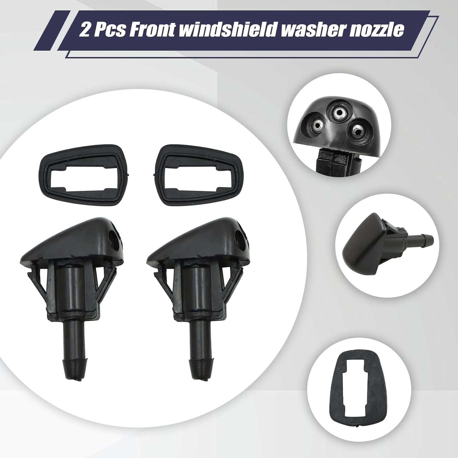 2PC Front Windshield Washer Nozzle 85381-52151 Replacement Washer Spray Nozzle Kit Compatible with Toyota 4Runner 2003-2009, 85381-35090 Windshield Fluid Spray Jet Set - Left & Right Pair