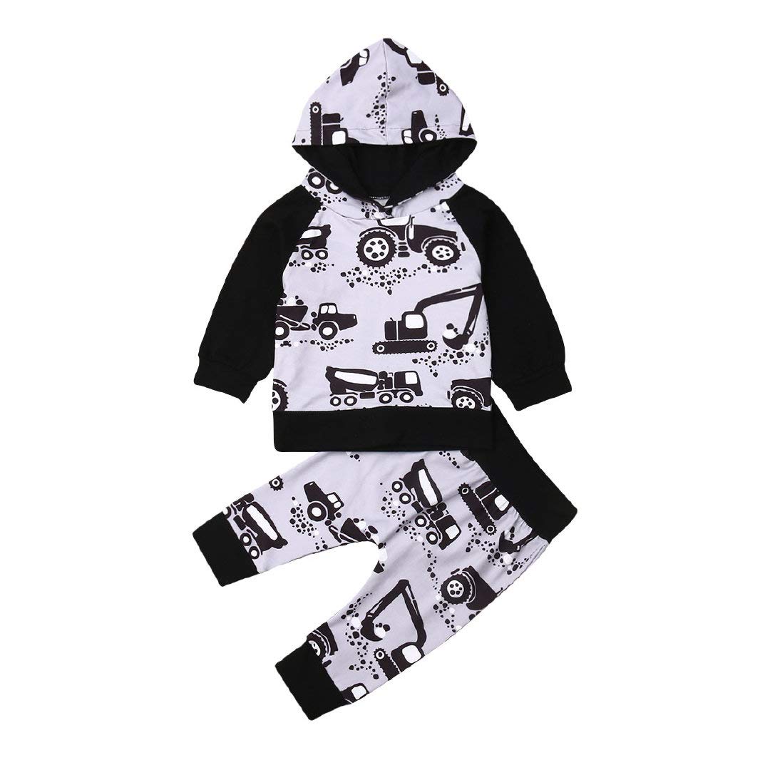 Toddler Kids Baby Boy Fall Winter Clothes Long Sleeve Hoodie Sweatshirt Top+Long Pants 2Pcs Outfits Set