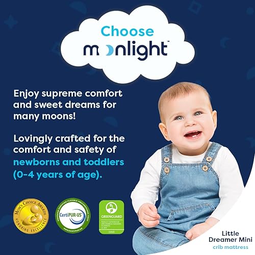 Miniatura 3 de Moonlight Slumber Little Dreamer Mini colchón para cuna  firme doble cara tamaño pequeño impermeable 5 pulgadas