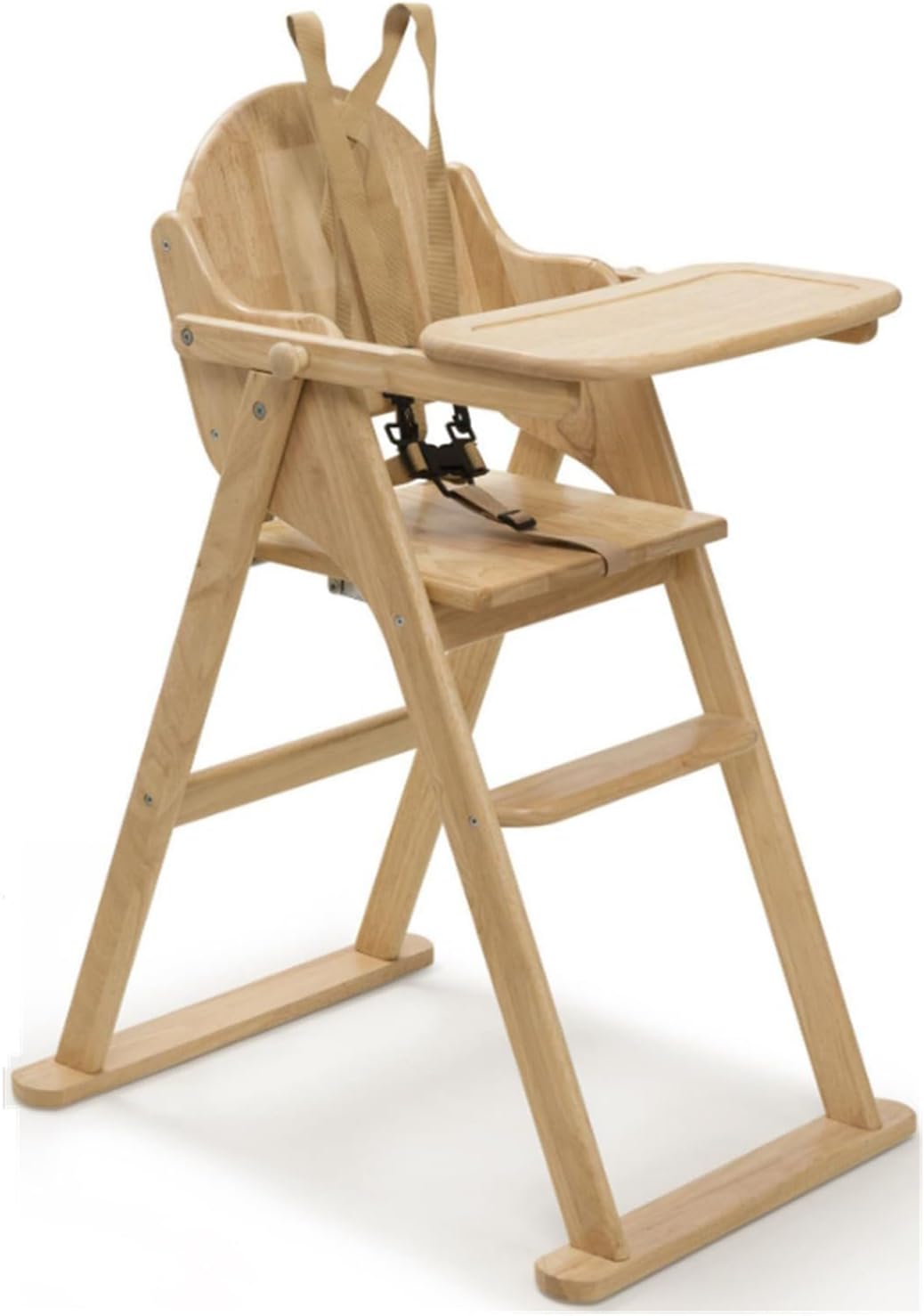 Safetots Deluxe Putaway Folding Wooden High Chair, Natural, Highchair for Baby and Toddler, Pre-Assembled, Stylish, Practical, and Space Saving High Chair