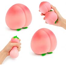 2Pack Peach Squishy Toys, Cute Fruit Squeeze Fidget Toys for Adults Stress Anxiety Relief, Calming Sensory Squishies Office Desk Accessories, Novelty Party Favors & Goodie Bag Stuffers Gifts