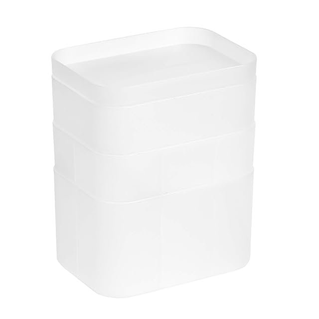 Amazon Basics Stackable Desk Drawer Organisation Set, Frosted - 4 Pack