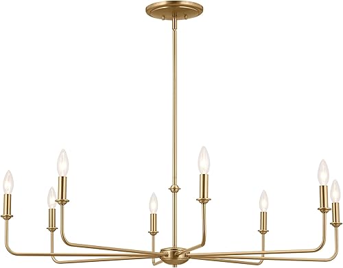 Vista 50 de Kichler Pallas 52517BK - Lámpara de techo de 8 luces en color negro, con persianas cónicas de lino opcionales para vestíbulo, sala de estar