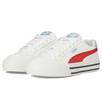 PUMA Kids Court Classic Vulc (Big Kid) Kids Shoes Puma White/Red Fire/Vapor Gray
