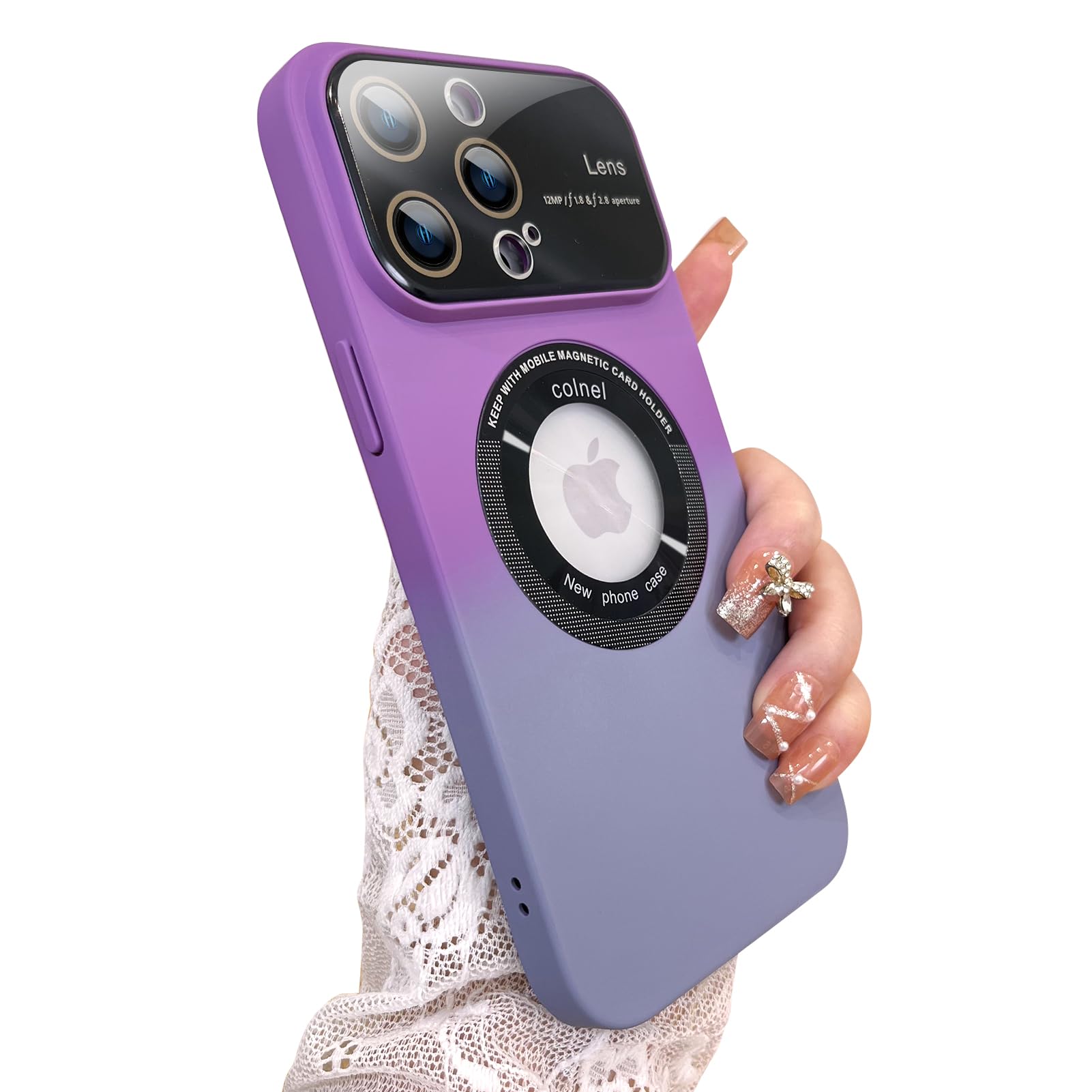 Marphe for iPhone 14 Pro Max Case Magnetic Gradient Case with Camera Lens Protector for iPhone 14 Pro Max Compatible with Magsafe Slim Full Body Protective Cover for Women Men-Purple/Gray