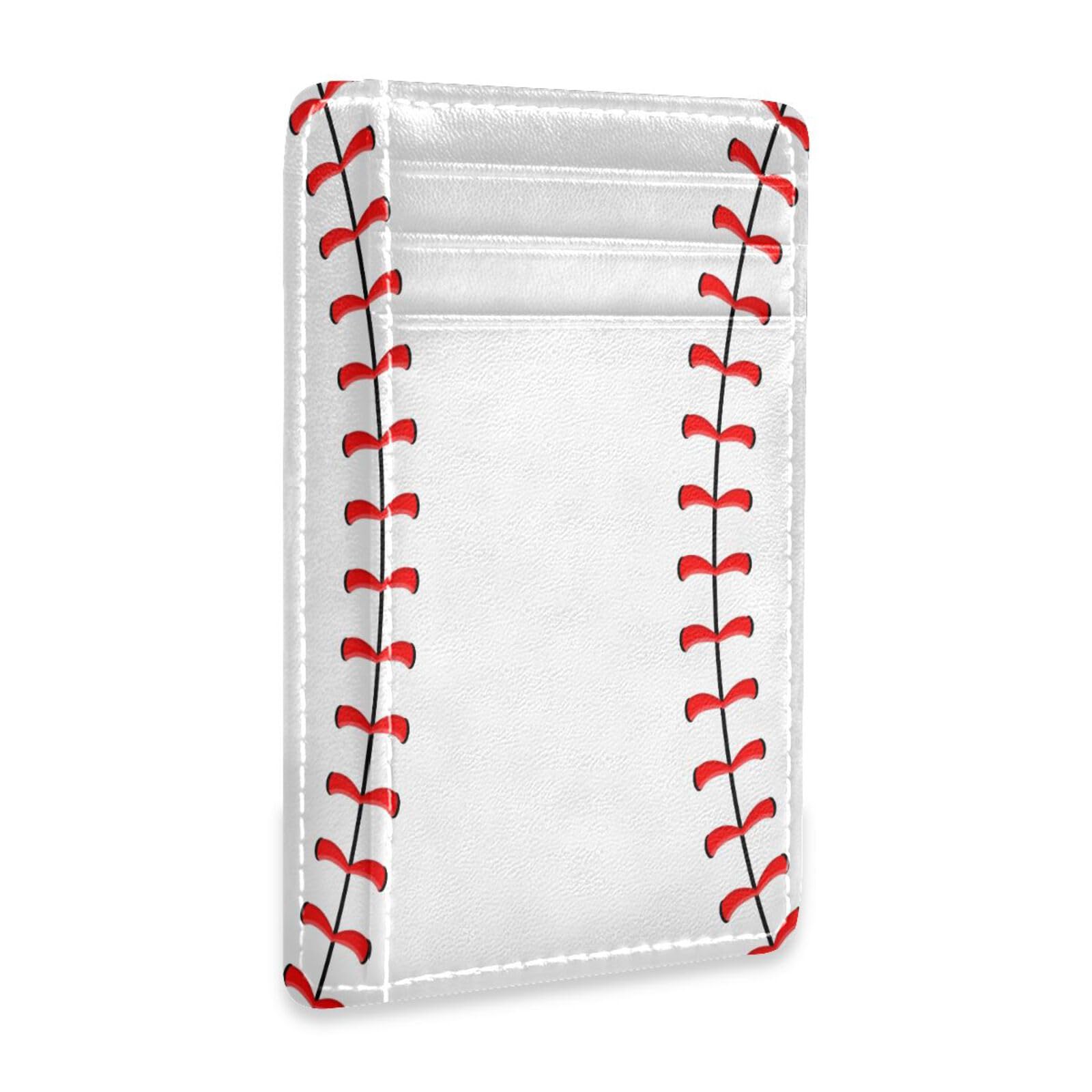 Sletend Slim RFID Blocking Credit Card Case Holder Baseball Sport Minimalist Leather Wallet Front Pocket Card Cases with ID Window for Men & Women