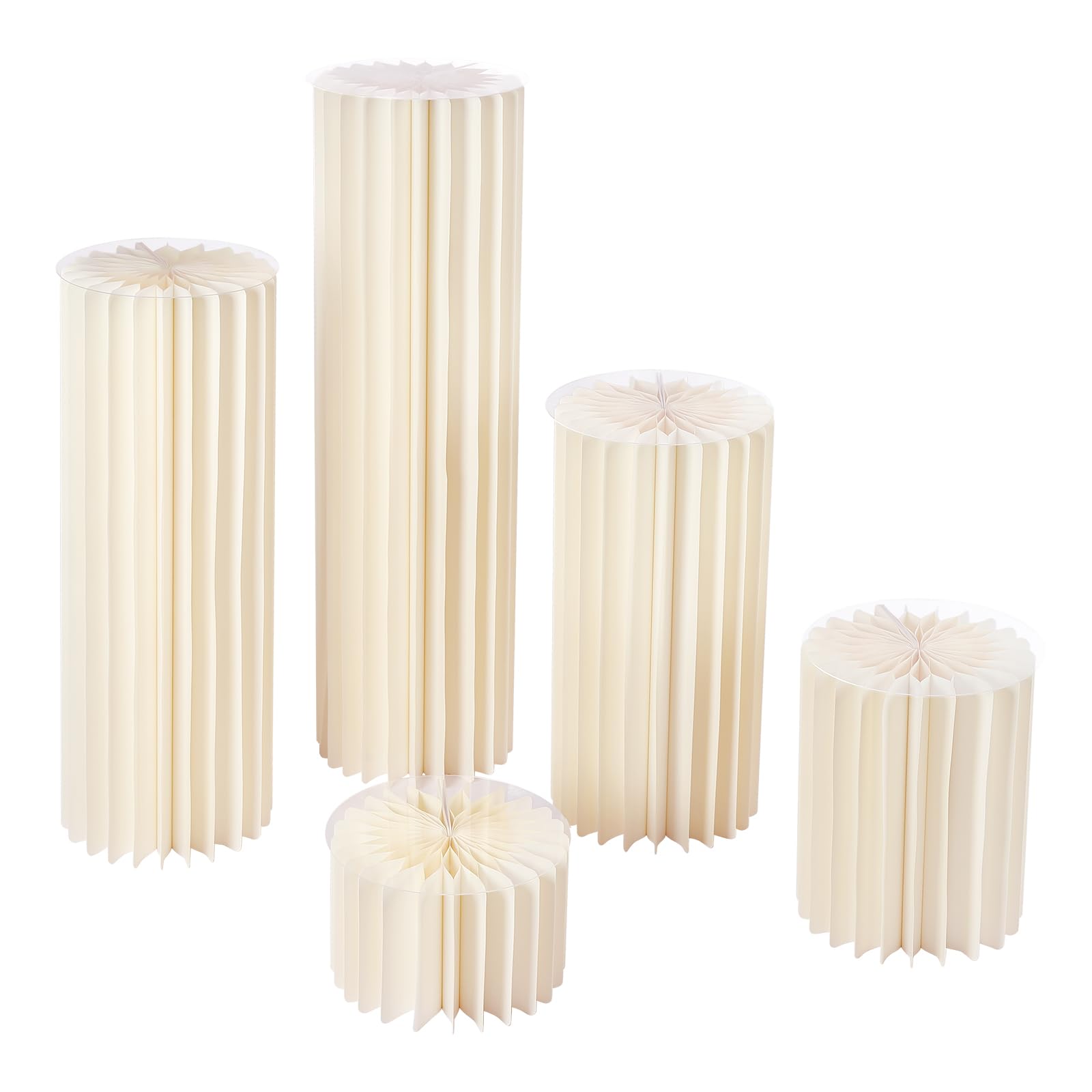 Endingfuny 5 Pcs Cylinder Pedestal Stands Cardboard Flowers Vase Stands Wedding Centrepieces Honeycomb Paper Column Display Brackets for Housewarming, Weddings, Engagements, Birthdays, Party Decor