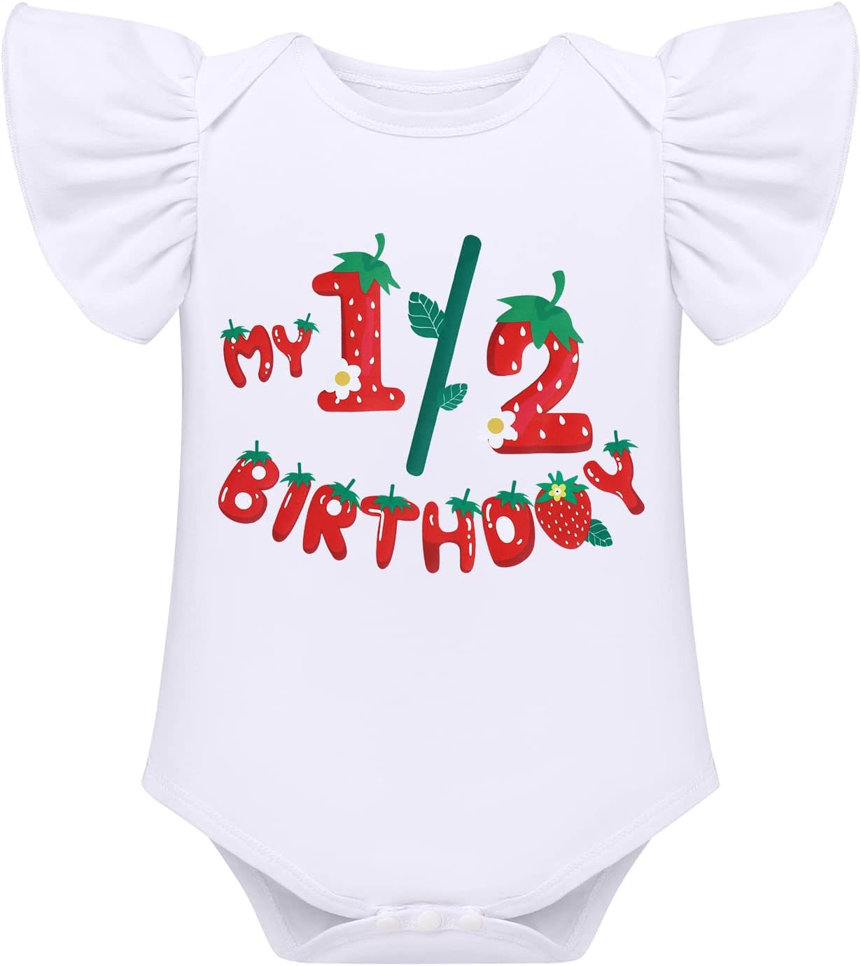 IDOPIP Baby Girls Strawberry 1/2 1st 2nd 3rd Birthday Outfit Romper Tutu Skirt Headband Leg Warmers for Cake Smash Photoshoot - Image 2