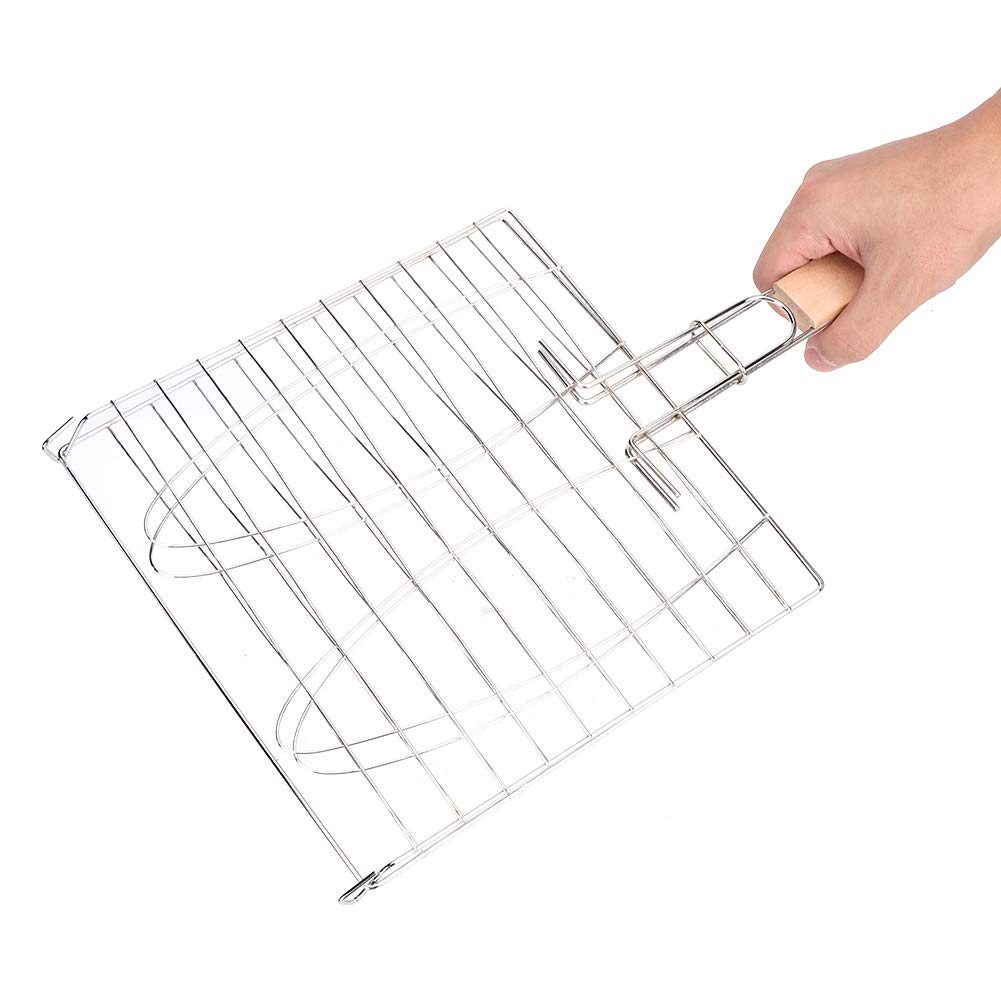 Cestello per griglia, cestelli per griglia in Acciaio Inox, Rete per Barbecue con Manico Antiaderente per grigliate all'aperto, griglia per Pesce e Carne