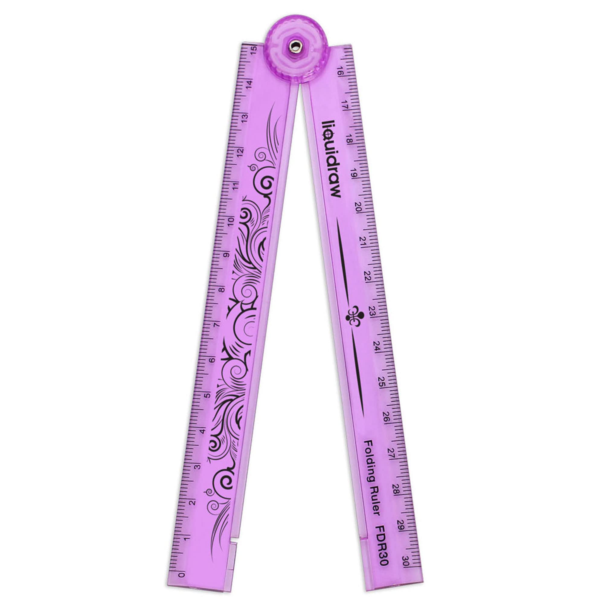 Liquidraw 30cm Folding Ruler Foldable Ruler School Stationery (Pink)