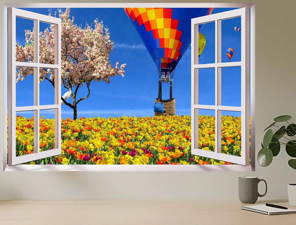 JZZC35798 to Travel Vacation Vacations Nature| Self-Adhesive Open Window Wall Sticker