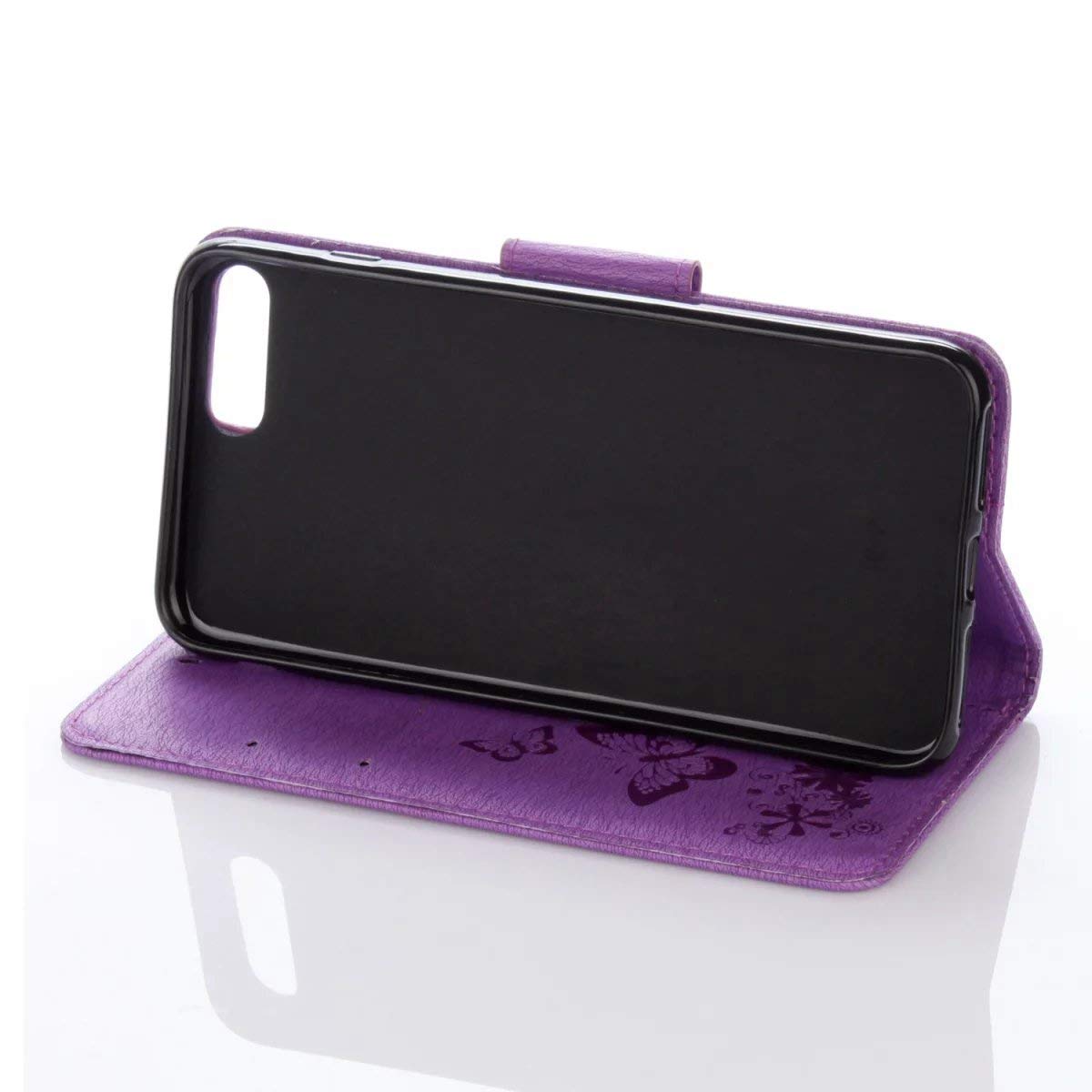 FALUWONRU For IPhone SE 2022/SE 2020/8/7 Wallet Case,Fence Cats Butterfly Flower Embossed PU Leather Flip Phone Case With Card Slots,Magnetic Protective Cover With Holder Kickstand,Burgundy