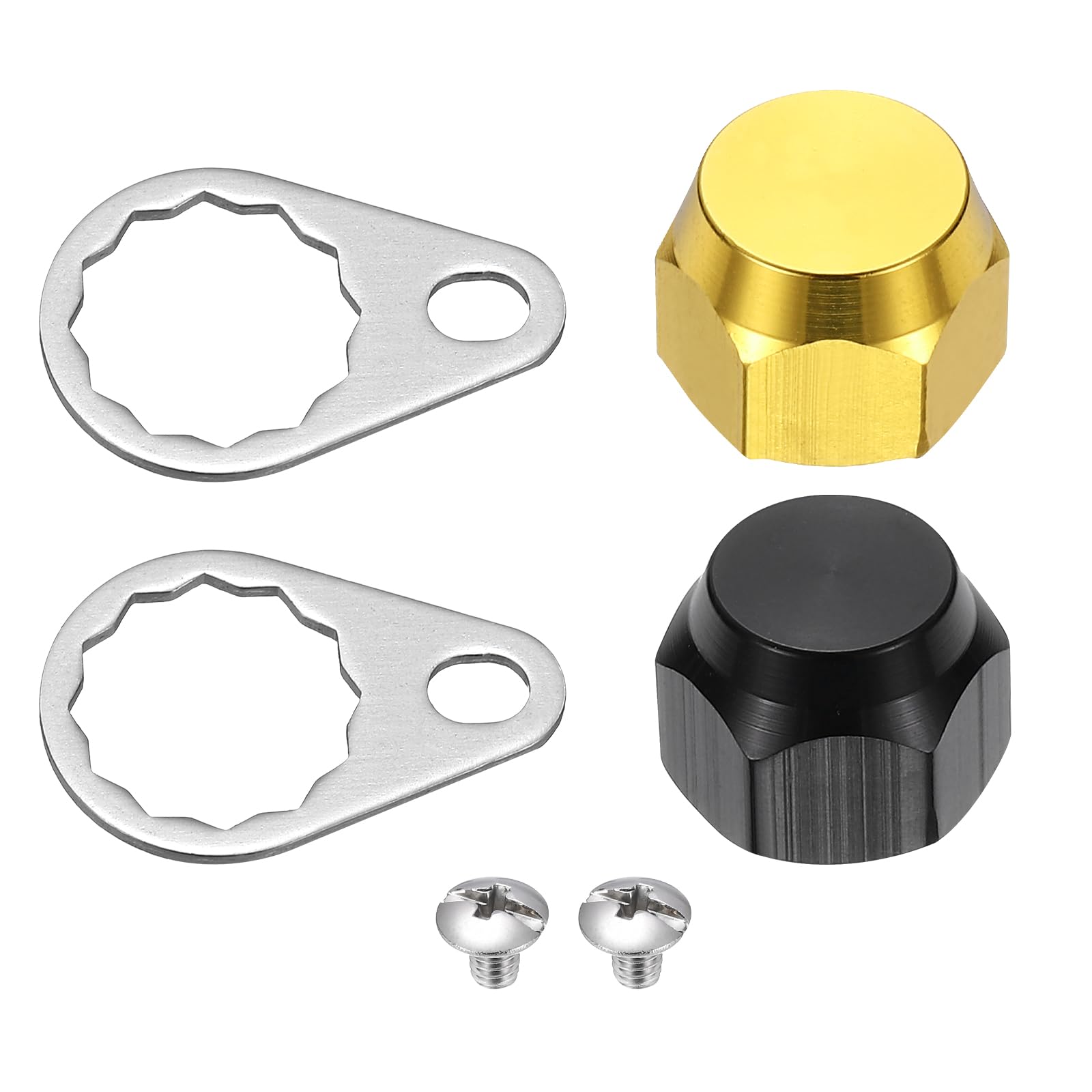 YELARXI Fishing Reel Screw Nut Caps, M8 Right Handle Knob Locking Plate Nut Replacement Parts - Fitting For(DIY/Fishing/Repairing Accessories), Black/Gold