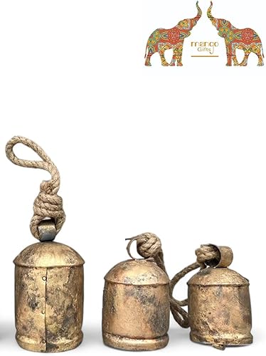 Miniatura 4 de Mango Gifts Campana de armonía vintage hecha a mano de hierro, estilo rústico, grande, relajante, tranquilo, para colgar en Navidad, campanas en