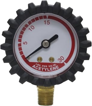 Uniweld G15D 1-1/2-Inch 30 PSI Acetylene Replacement Delivery Gauge with Protective Rubber Gauge Boots