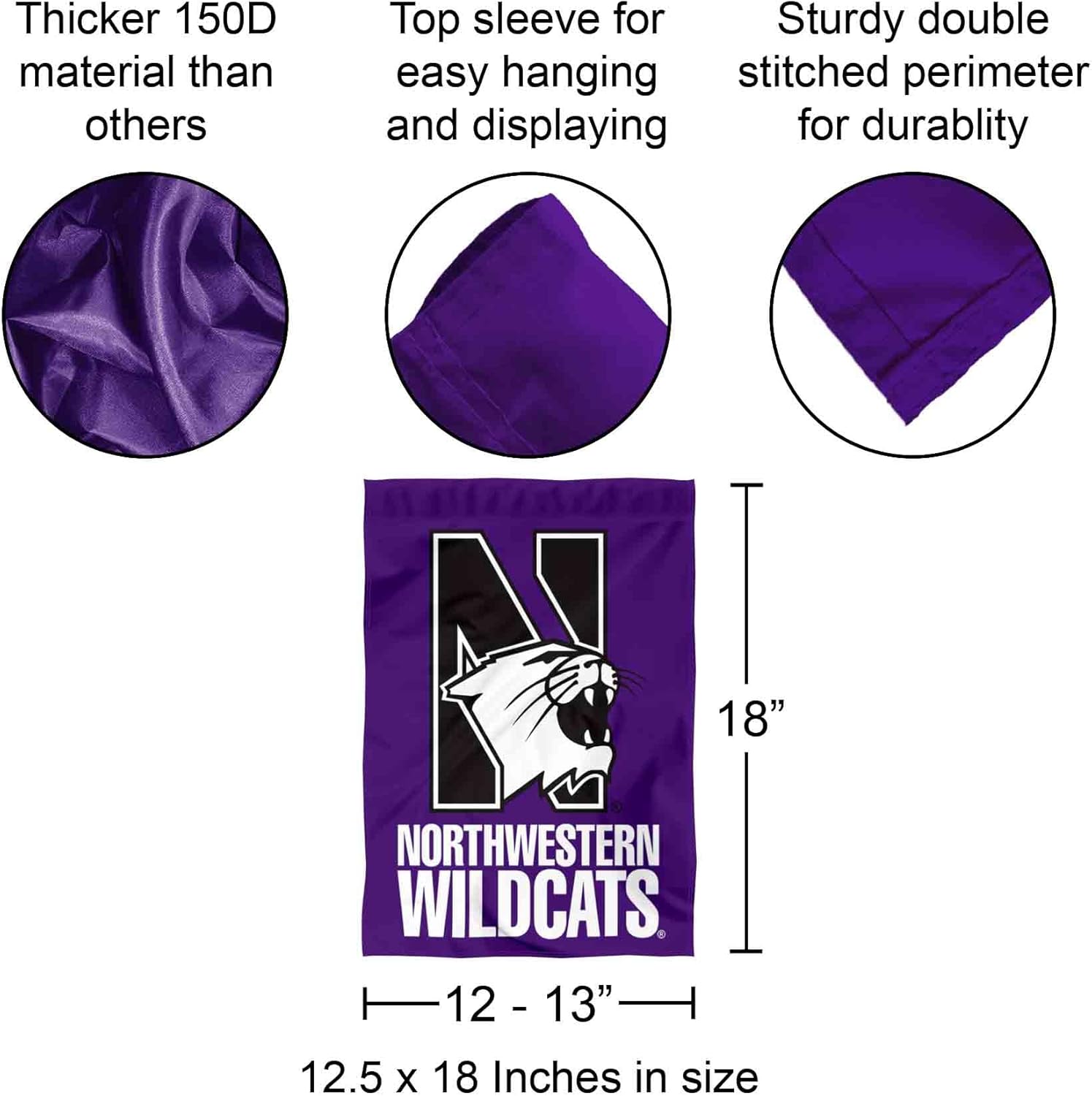College Flags & Banners Co. Northwestern Wildcats Garden Flag Yard Banner - Image 3
