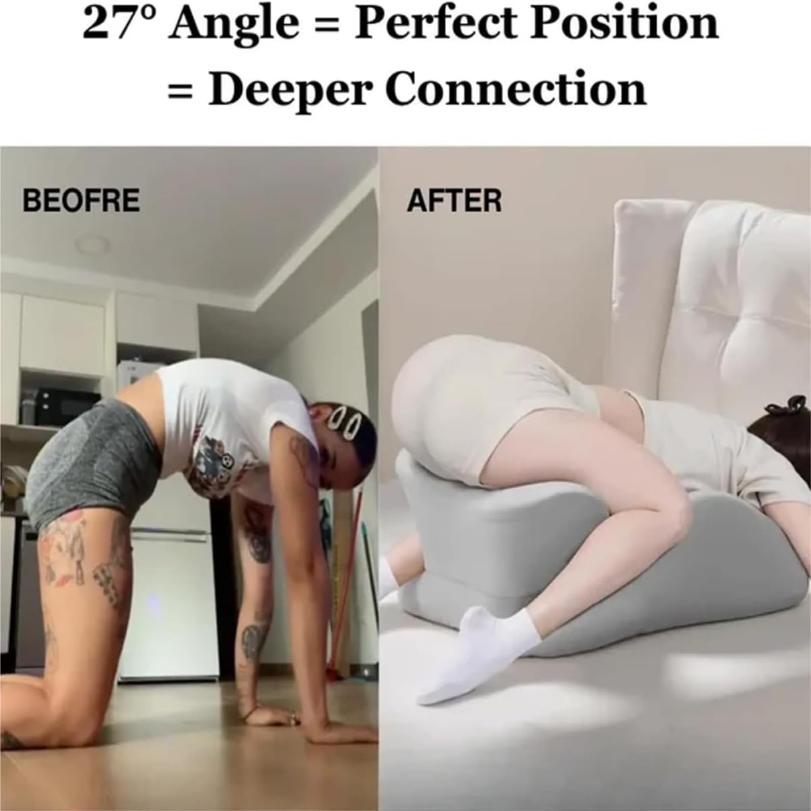 Paarkissen for Intimität und Unterstützung – 27° Memory Foam-Keil – Sofort perfekte Position – Lenden- und Nackenstütze – Komfort in Mehreren Positionen for Sitzen, Liegen und im Bett(Gray)