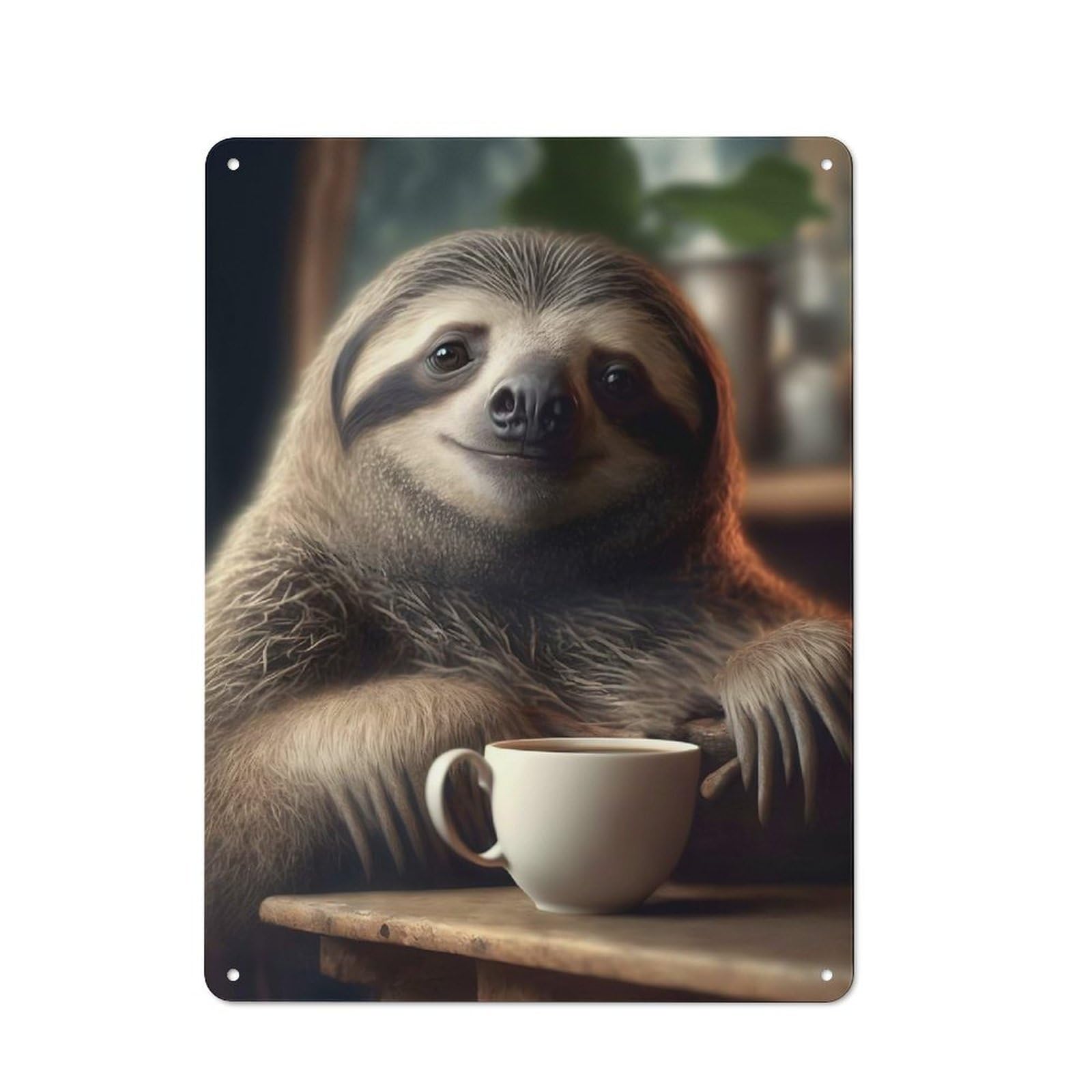 Junmoney Morning Sloth Vintage Tin Sign 40X30cm, Nostalgic Retro Room Decor For Bedroom, Office, Home Bar Or Dining Room