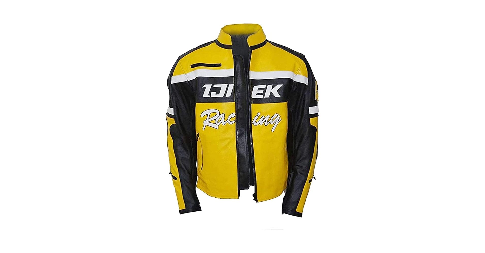 Men's Chuck Greene Jacket Biker Racer Yellow & Black