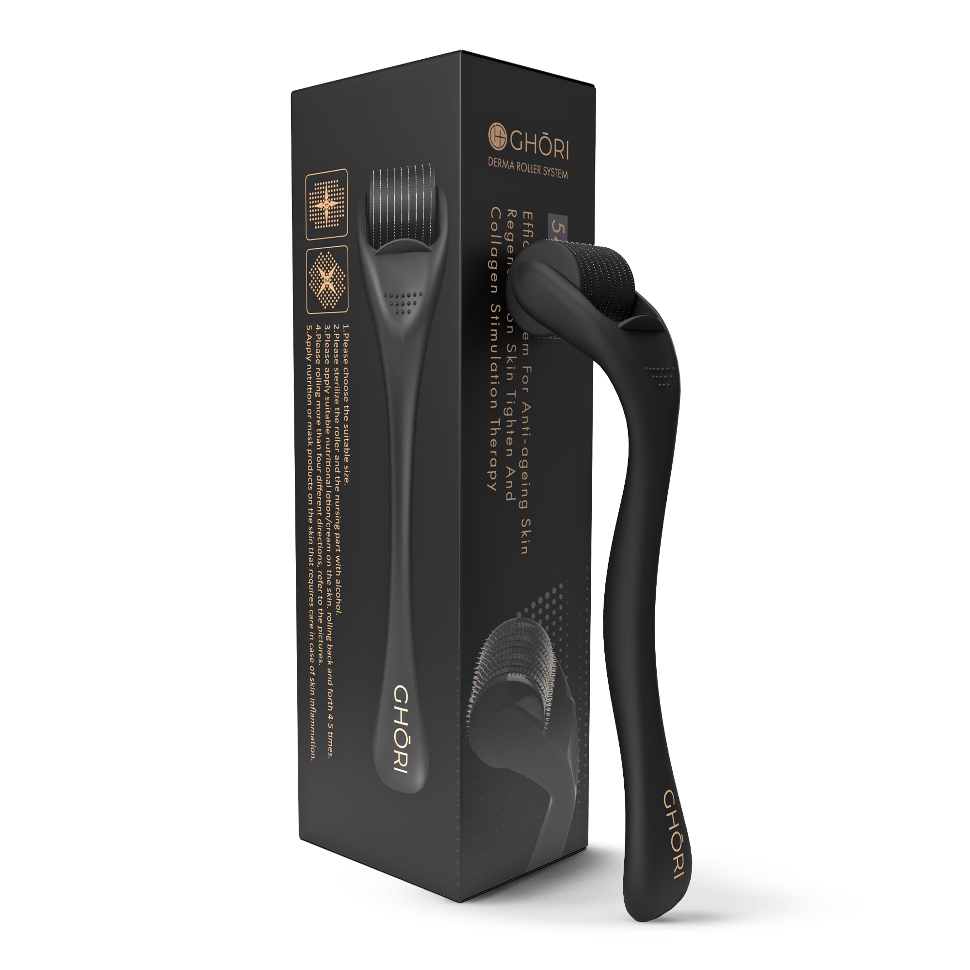 Ghori Derma Roller 1.50 MM | With 540 Titanium Microneedles | Premium Microneedle for Men & Women | Scalp, Face, & Body Roller | Hair Regrowth Treatment | Safe & Effective to Use