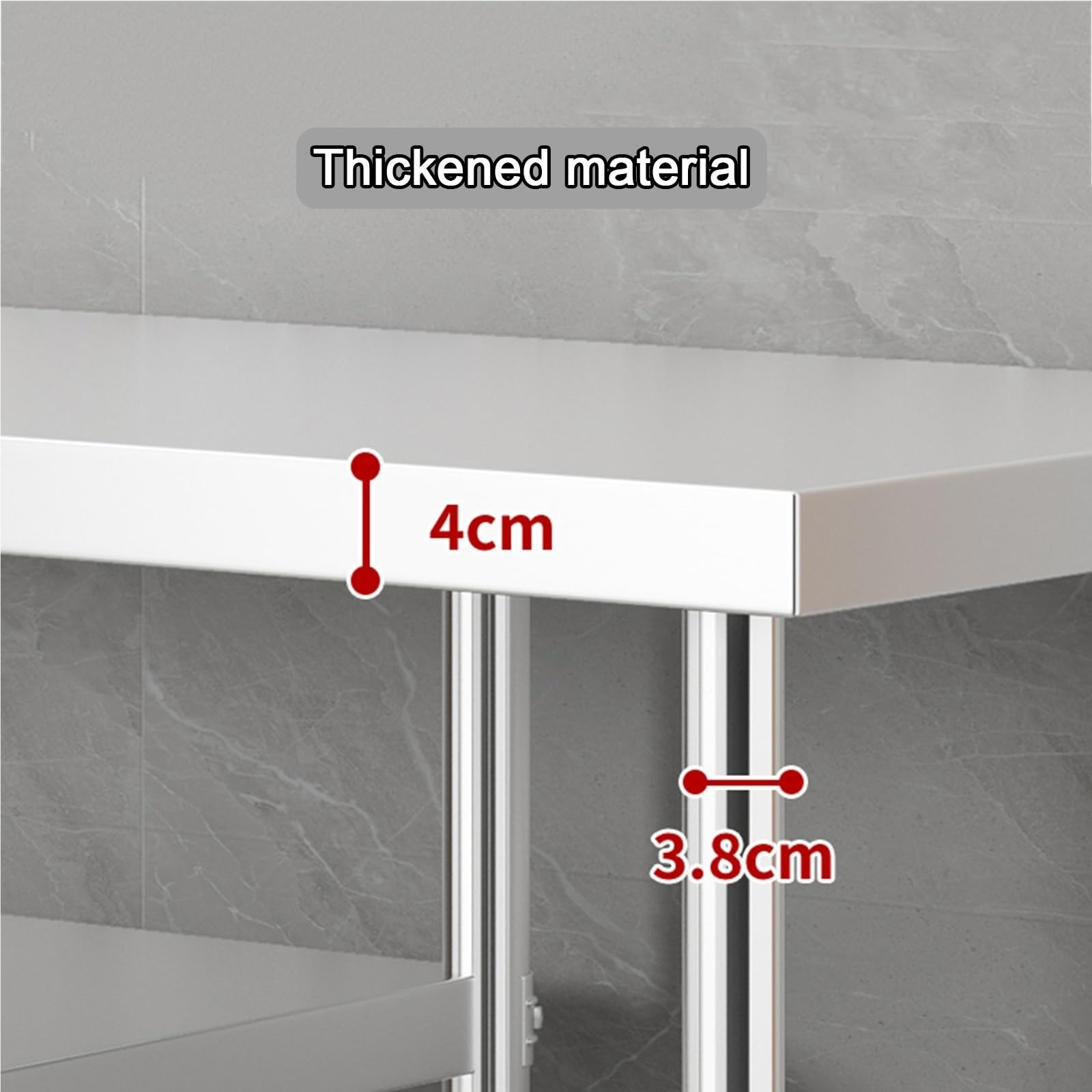 Mesa de Trabajo Cocina Tres Niveles Taller con Espacio para Botellas Gas Estantes Almacenamiento Estructura Reforzada Patas Ajustables Alta Capacidad Carga