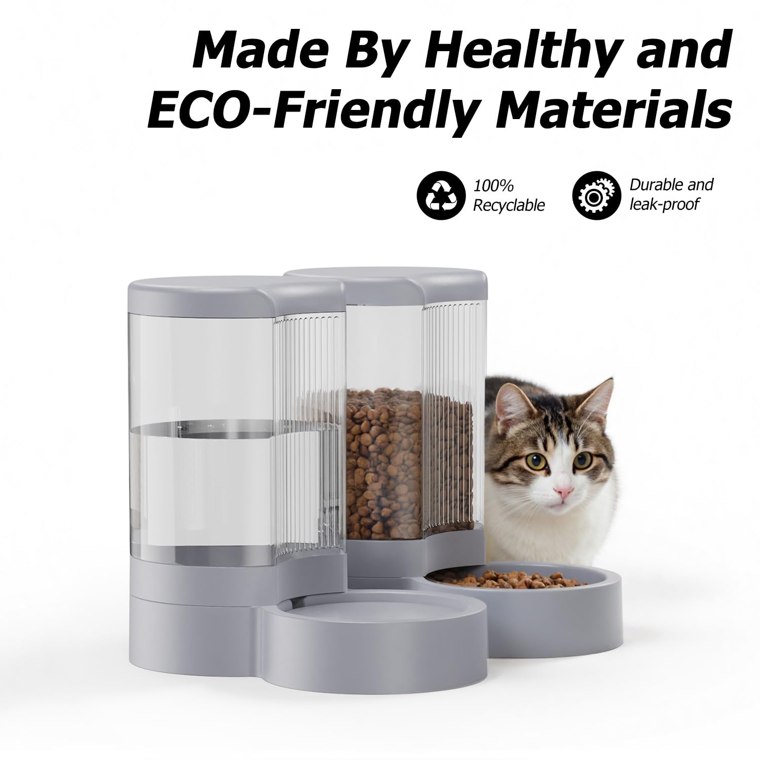Pet Feeder and Water Dispenser Automatic for Dogs Cats,Waterer and Gravity Food Feeder for Small & Medium Dogs Cats Puppies,6-Pound Food,1-Gallon Water, Easily Clean (Green) - image 4