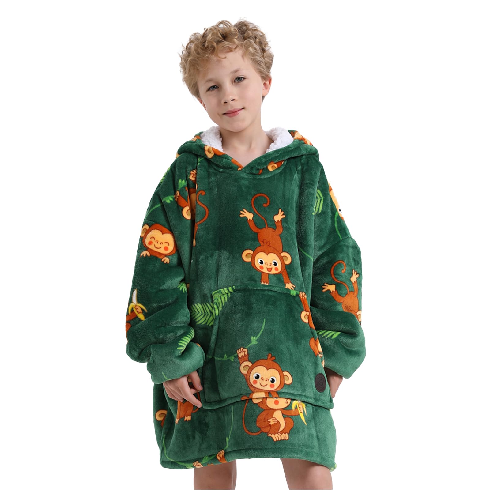 THREE POODLE Felpa Coperta Oversize con Cappuccio, Felpa Gigante Coperta Indossabile con Maniche, Coperta con Cappuccio Ultra Morbida e Calda, Cozy Hoodie Felpa Pile per Donna,Uomini e Bambini, Regalo