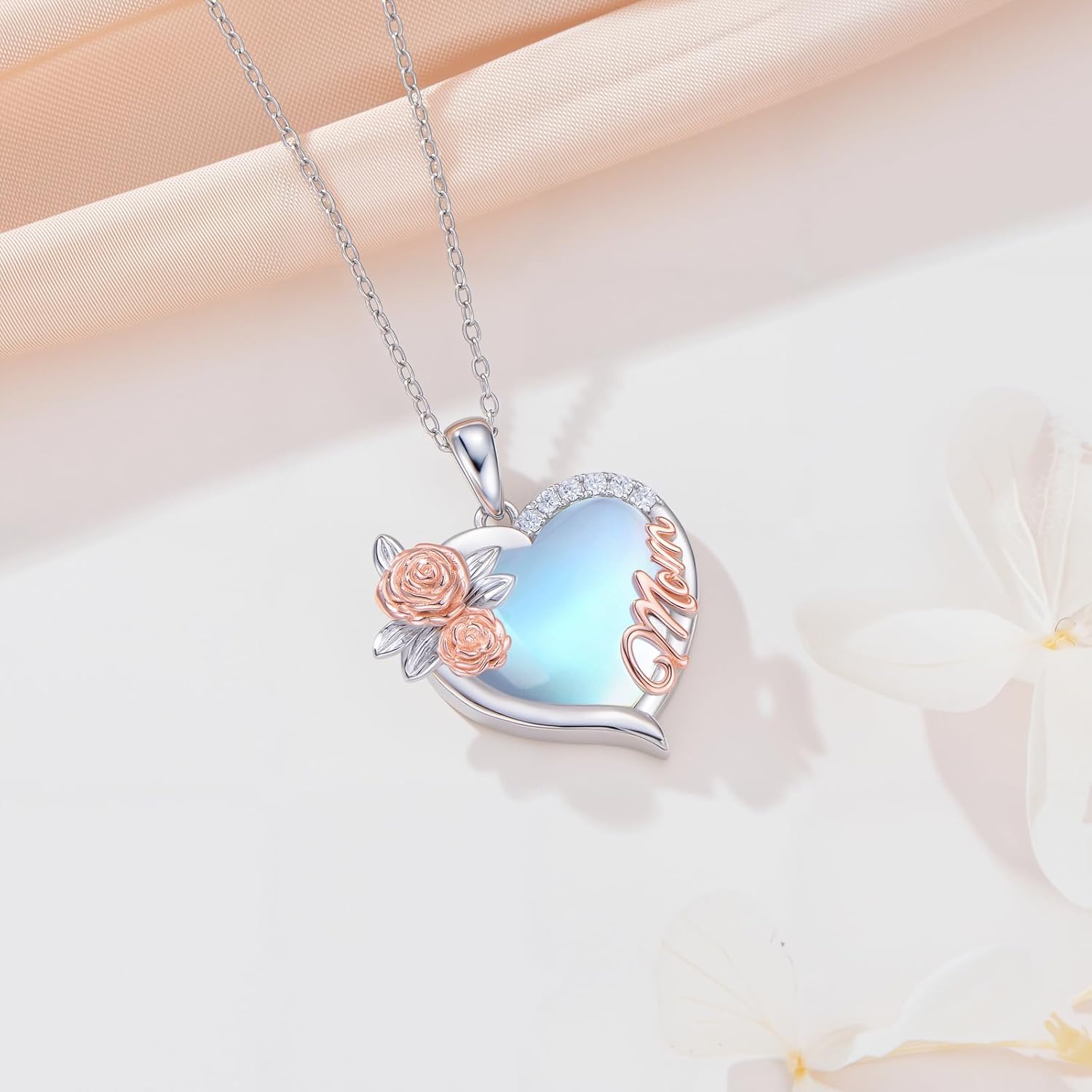 Christmas Gifts for Gigi/Mom 925 Sterling Silver Gigi/Mom Necklace with Heart Moonstone Mother's Day Birthday Jewelry Gifts for Grandma/Mother Women - Image 5
