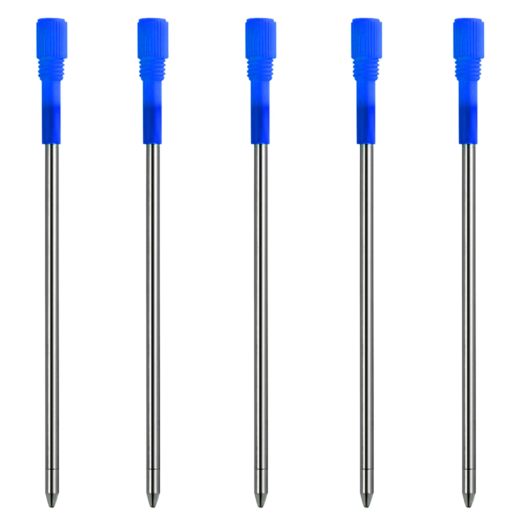 DunBong Metal Pen D1 Refills, Ballpoint Pen Refill, Blue Ink, Crystal Diamond Pen Refil Replacement Ink,3.2 inch, Pack of 5 (Blue)
