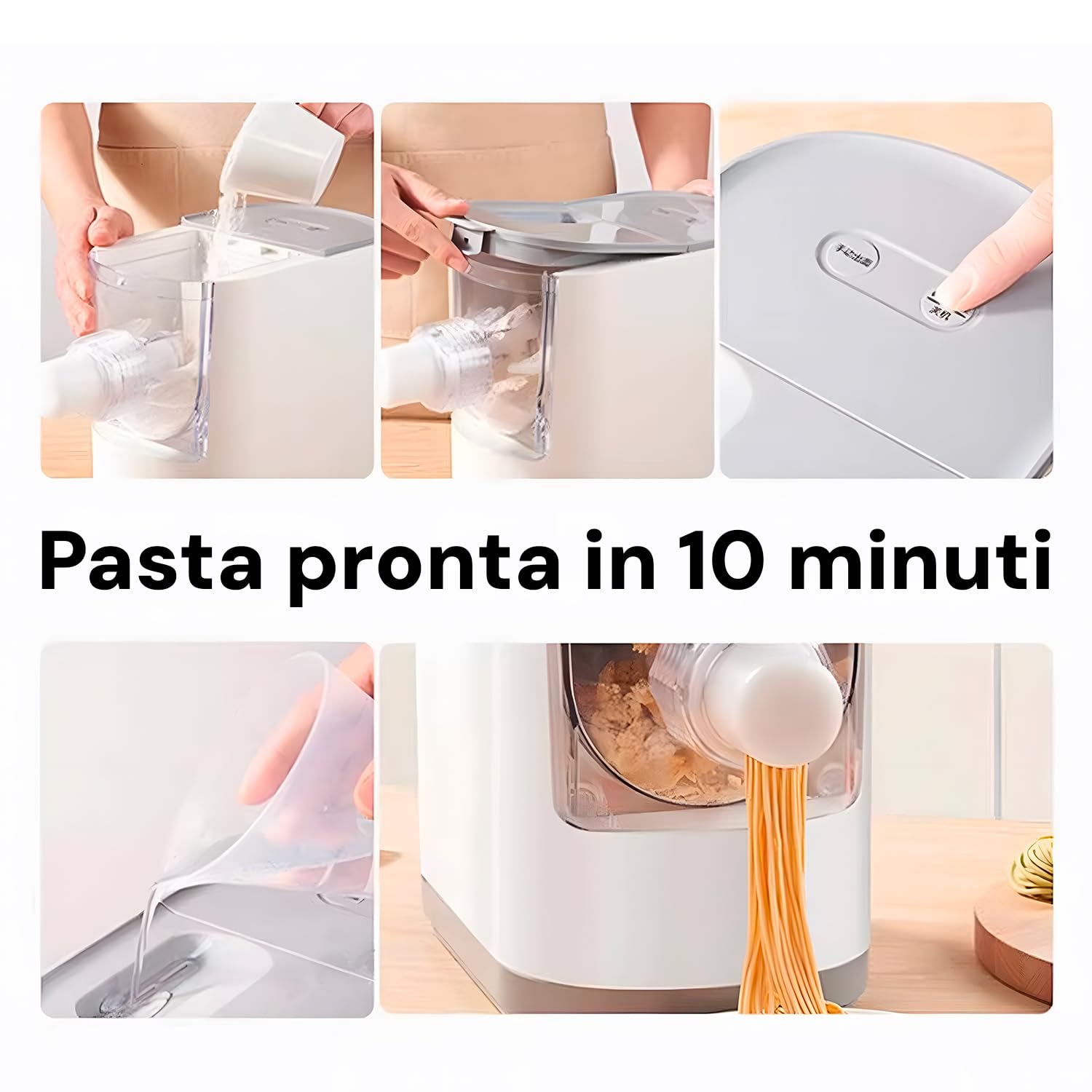 Avilia Macchina per Pasta Elettrica 200W con 12 Stampe per Vari Formati - Impasto Rapido 3 Min, Pasta Pronta in 10 Min - Capacità 350g in omaggio raschietto per la pulizia -