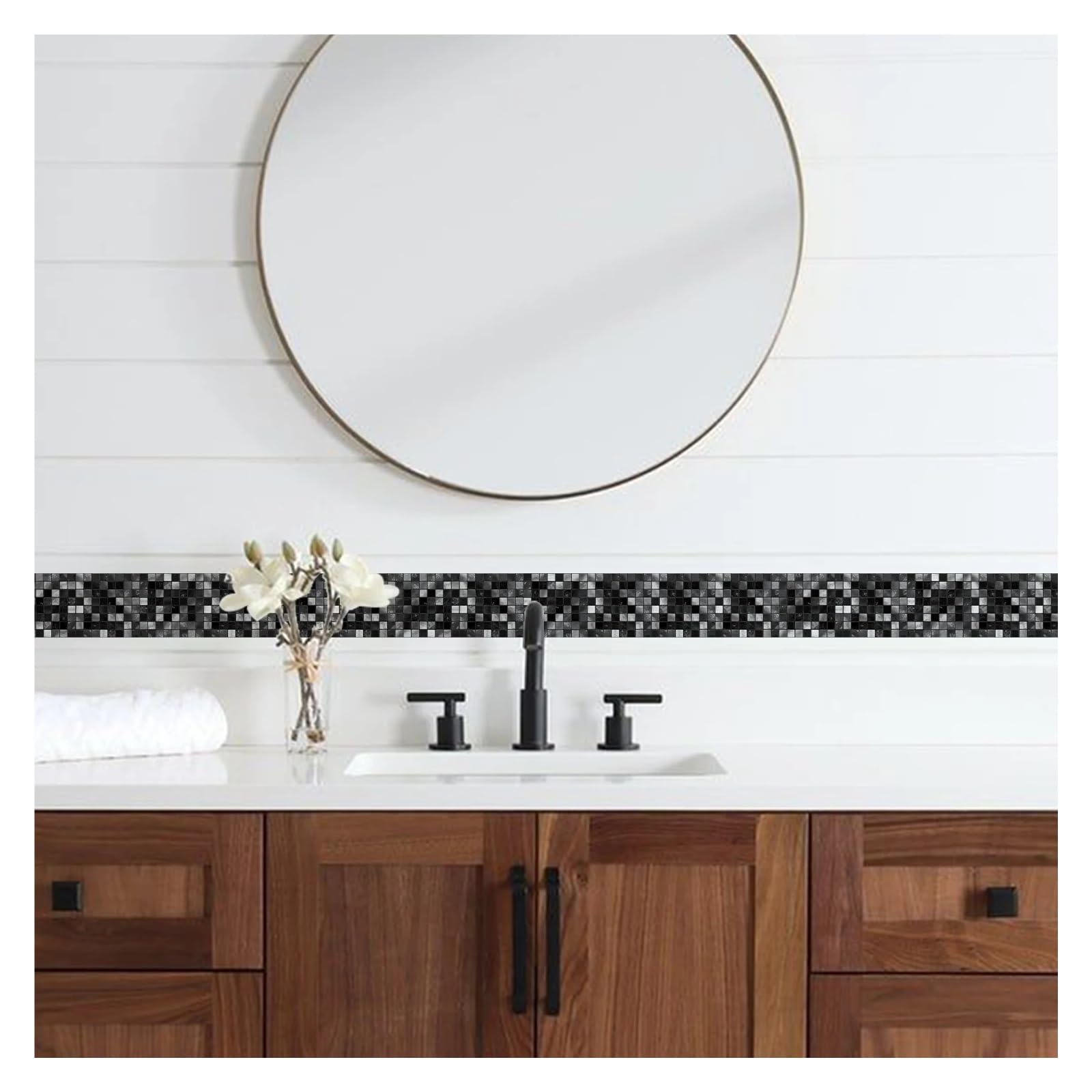 LCKKJHG Wallpaper Borders Self Adhesive 10x200cm Tile Wall Sticker Self Adhesive Border Bathroom Kitchen Waistline Skirting Board(Color01)