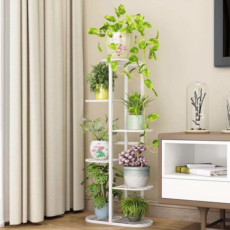 Image of Bee Creative Trendy Luxury Metal 6 Tier 7 Potted Plant Stand Multiple Flower Pot Holder Shelves Planter Rack Storage Organizer Display For Indoor Outdoor Size- Hxl 41X18 Inch