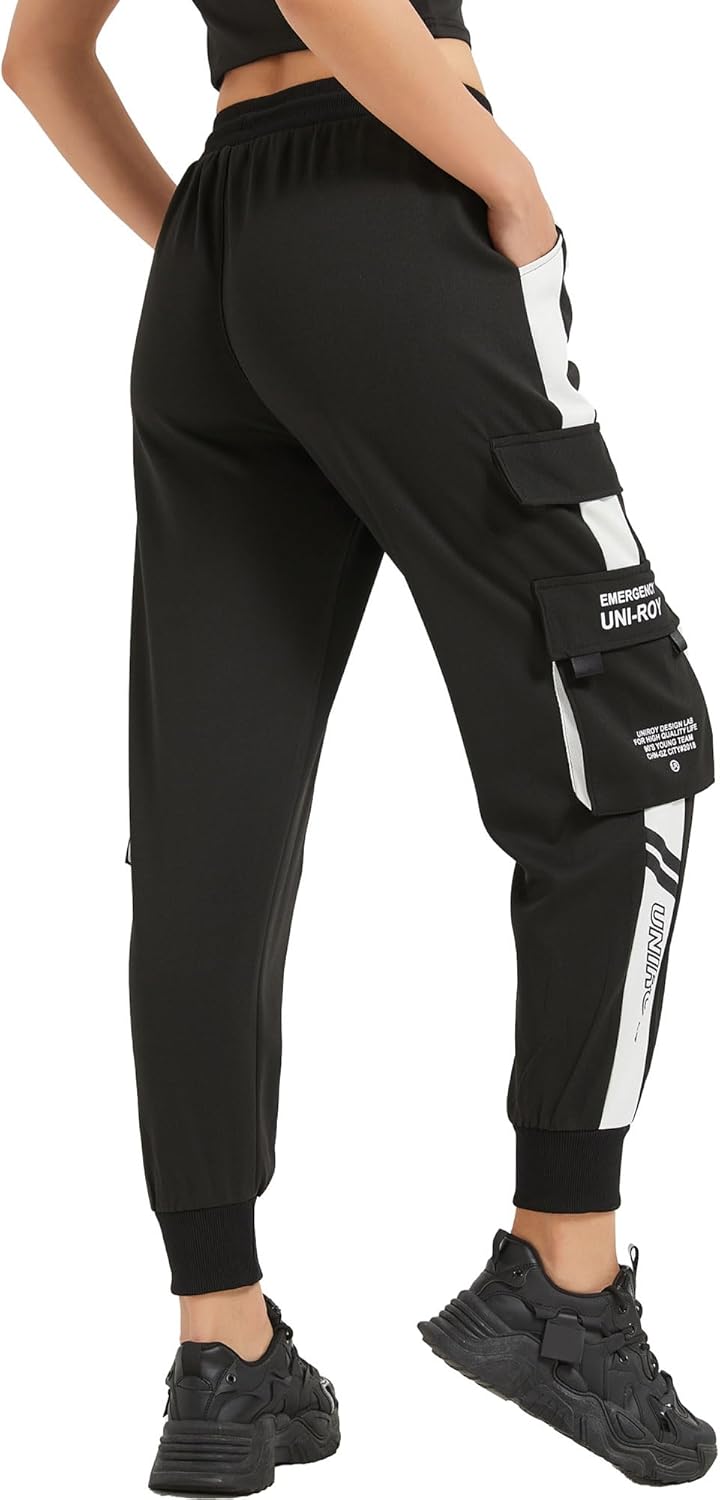 MEINVQIAOTI Black Cargo Pants for Women Straight Hip-hop and Thin Casual Techwear Women Baggy Pants - Image 4