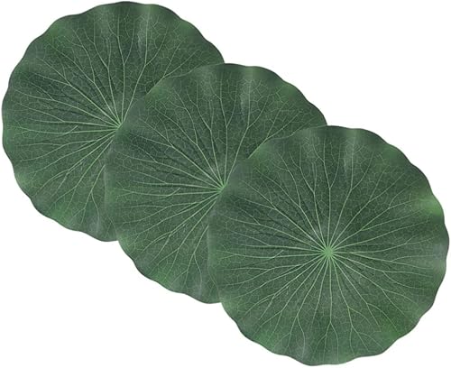 DOITOOL Plantas de estanque, 3 unidades, espuma flotante artificial, hojas de loto, almohadillas de lirio de agua, adornos para patio, estanque de