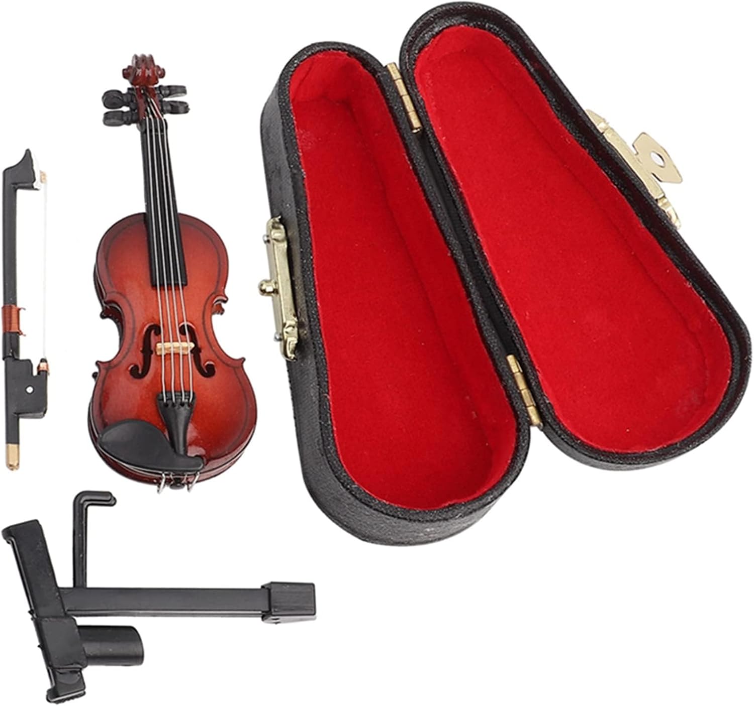 Mini Violin Model, Miniature Violin Model with Stand Case Dollhouse Accessories Mini Musical Instrument Decor Gift