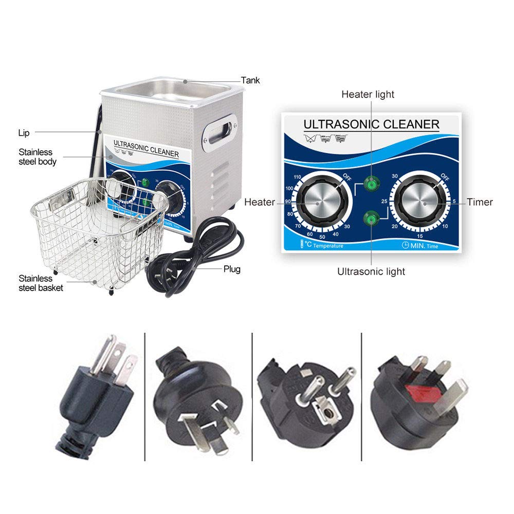 Limpiador ultrasónico Profesional de 2L/3,2L, Limpiador ultrasónico para baño, Limpiador de Joyas con Temporizador Digital, para Gafas/Joyas/Relojes/dentaduras postizas/Diamantes, etc., Uso comercia