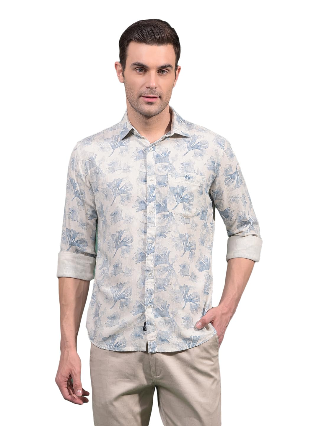 crimsoune club Men's Blue Floral Print Shirt-picture-37