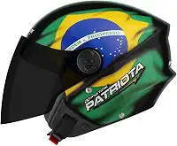 Pro Tork Capacete Aberto New Liberty Three Patriota Brasil, Viseira Fumê, Preto/Verde, Tam. 58