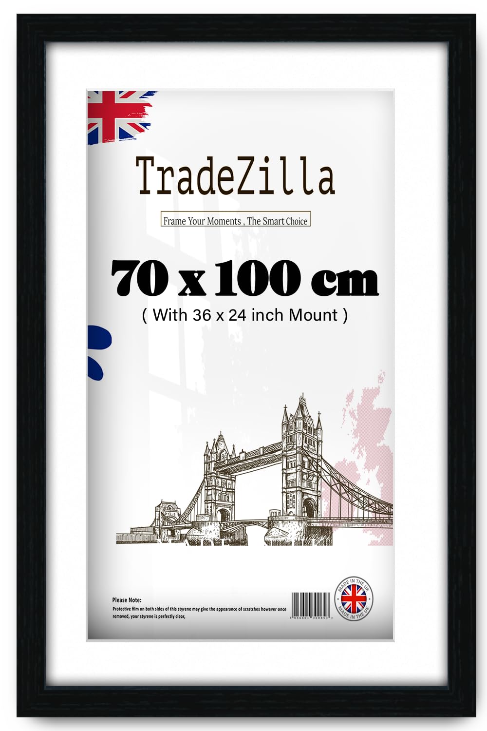 TradeZilla | 40 Inch x 28 Inch Black Frame | With (36 x 24 Inch) White Mount Poster Frame | Black 100 x 70 cm Poster Frame [ Black ] — image 1