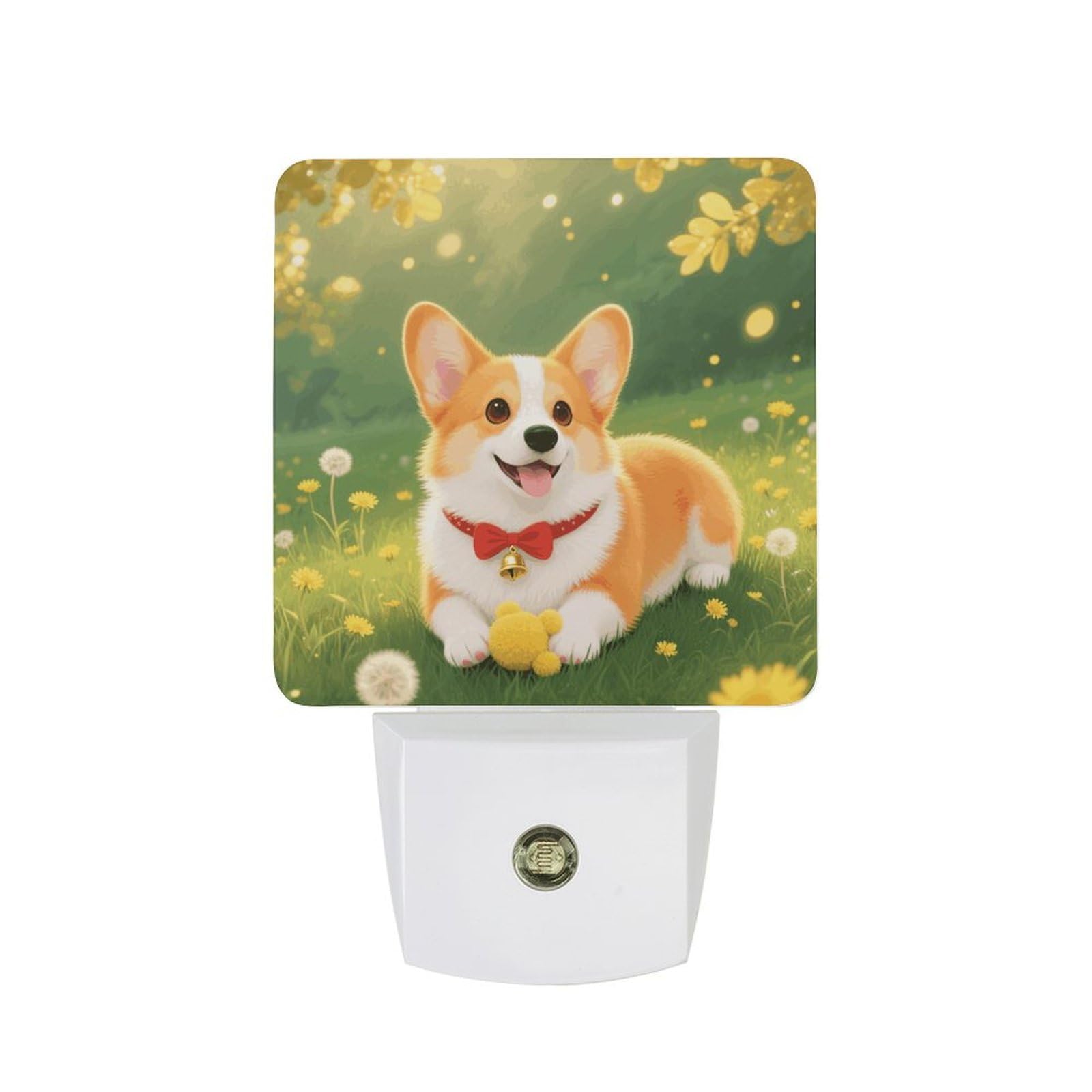 FodPand Night Light Plug Into Wall with Dusk to Dawn Sensor 0.5w Modern LED Corgi Plug in Night Lamp Warm White Glow Nightlight for Bedroom Hallway Kitchen Bathroom Stairs Corridor